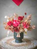 ｜花紅迎喜 ｜M 永生盆花